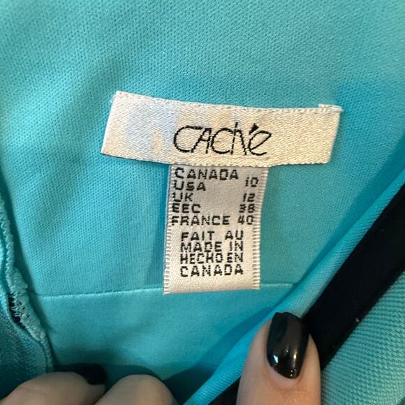 Cache Women’s Blue Black Lined Sleeveless Top Size 10 90's - Picture 2 of 6